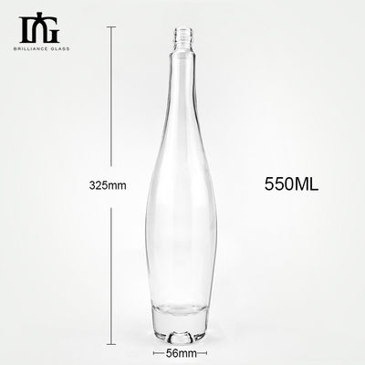 Logotipo personalizado Vidrio transparente Botella de vino de 550 ml para champán/whisky/vodka/liquor
