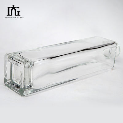500 ml/700 ml/750 ml Capacidad Material de cuello de vidrio Botella cuadrada para whisky con ginebra