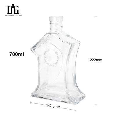 Botella cuadrada de 500 ml Whiskey Gin Vodka Botella cuadrada de vidrio para pintura Electroplataje