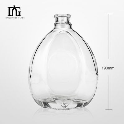 En stock 700 ml extra botella de vidrio de sílex con tapón de madera para ginebra vodka ron licores