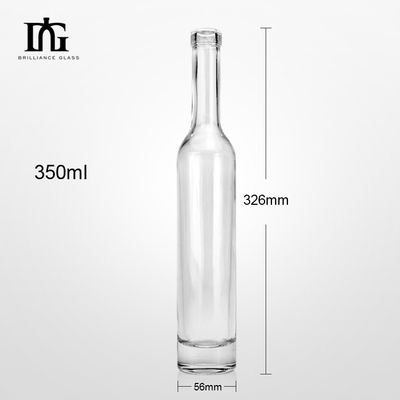 Botella redonda de vidrio de vodka de 350 ml con logotipo personalizado y sellado con corcho