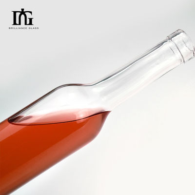 Botella redonda de vidrio de vodka de 350 ml con logotipo personalizado y sellado con corcho