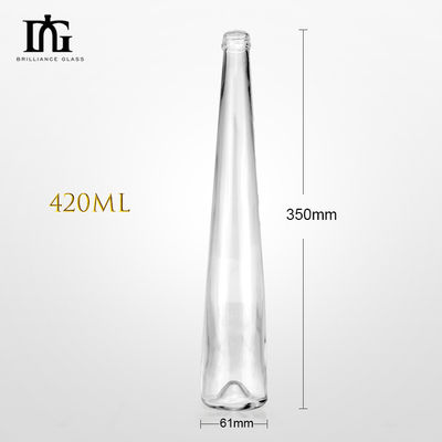 Botella de vidrio de cuello largo de 420 ml para jugo de frutas Corcho y tapa de tornillo Material de cuello de vidrio