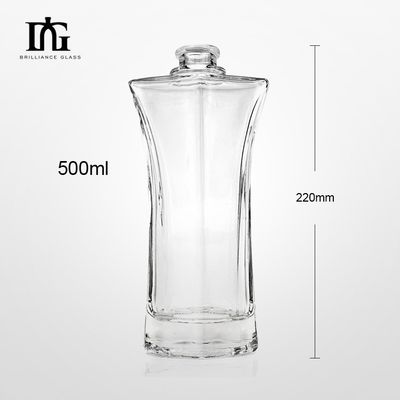 Botella de bebida de vidrio con tapa de corcho de oro de tornillo transparente Vodka Botella de vidrio cerveza