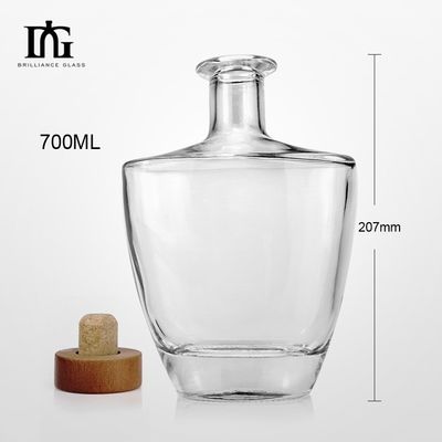 Logotipo Botella de vidrio 500ml 700ml 750ml Capacidad tapones de corcho de cuello alto para whisky de lujo vodka bebidas espirituosas
