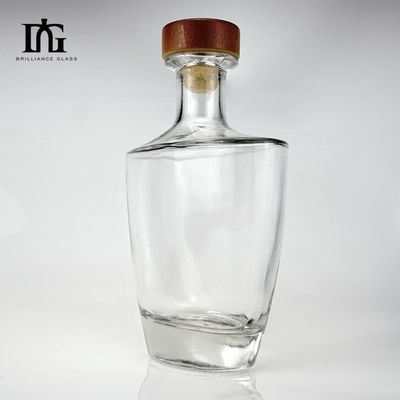 Logotipo Botella de vidrio 500ml 700ml 750ml Capacidad tapones de corcho de cuello alto para whisky de lujo vodka bebidas espirituosas