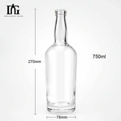 Bebidas carbonatadas 750 ml Botella de vidrio de whisky con corcho