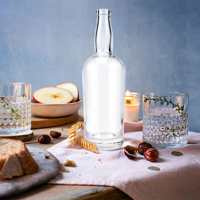 Bebidas carbonatadas 750 ml Botella de vidrio de whisky con corcho