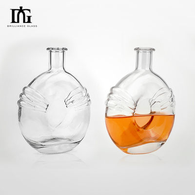 Liquores y bebidas 700 ml botella de vidrio de vino creativa transparente sellada con corcho