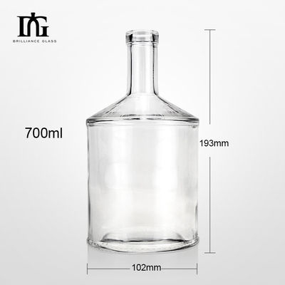 Muestra suministrada gratuitamente Botella de vidrio de 700 ml para Gin Whisky Spirits Vodka Brandy Embalaje