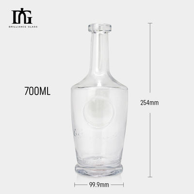 OEM/ODM aceptable Botella de licor vacía de vidrio de súper sílex de 750 ml para whisky Gin Vodka