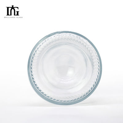 Botella de vidrio transparente de 500 ml con material blanco fino y material de vidrio de boca de seda