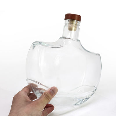 Botella de vidrio de fondo grueso de 500 ml para whisky, ron, ginebra y otros licores