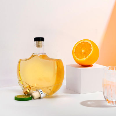Botella de vidrio de fondo grueso de 500 ml para whisky, ron, ginebra y otros licores