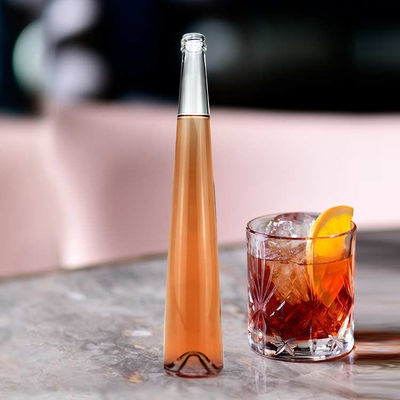 250 ml/375 ml de capacidad Tequila Botella redonda de vidrio apilable para licor Vodka Whiskey Vino