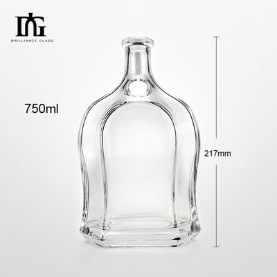 500 ml de vodka, ginebra, ron, botella de licor de vidrio con material de corcho, logotipo de vidrio aceptable