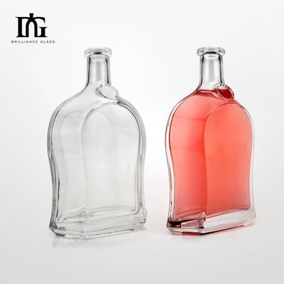 500 ml de vodka, ginebra, ron, botella de licor de vidrio con material de corcho, logotipo de vidrio aceptable