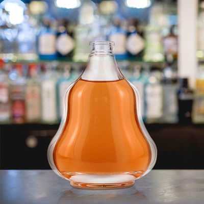 Botella de licor de vidrio transparente personalizada de 1000 ml Botella de vidrio de whisky con corcho y tapa de tornillo