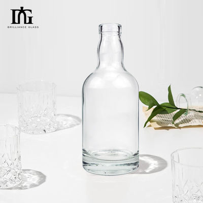 Logotipo personalizado Botella de vidrio redonda de 500 ml para licores y whiskies de lujo
