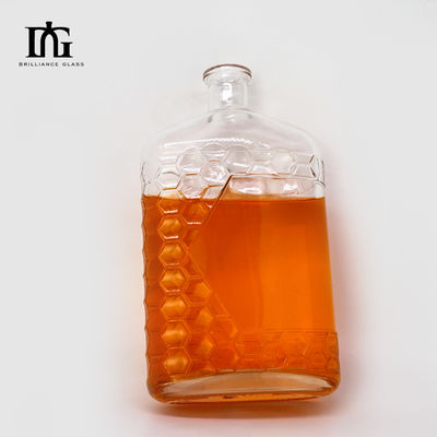 Logotipo Personalización Collar de vidrio Botellas de whisky vacías con tapa 500ml 700ml 750ml 1000ml