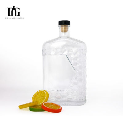 Logotipo Personalización Collar de vidrio Botellas de whisky vacías con tapa 500ml 700ml 750ml 1000ml