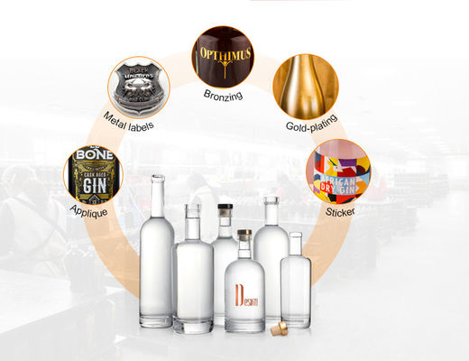 Botella de licor de vidrio 700 ml 750 ml Gin nórdico Whiskey 500 ml Vodka botella de alcohol para el vino