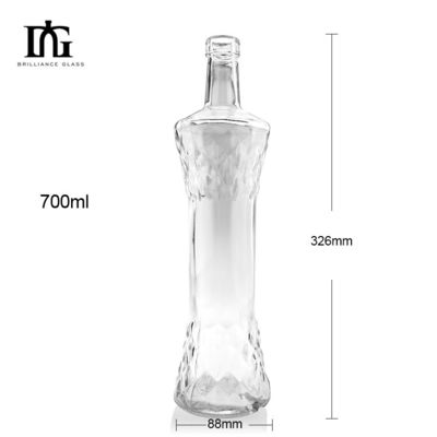 Brandy vacío claro Whiskey Ron Gin Bebidas Vino Vidrio Botellas de licor con corcho
