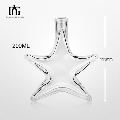 Contenedor de botellas de vidrio de 250 ml de grado alimenticio con tapa de tornillo de corcho en forma de estrella creativa