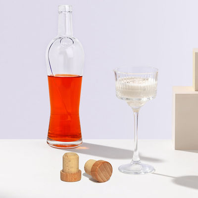 Botella de agua de vidrio con corcho y sellado de tapa de tornillo