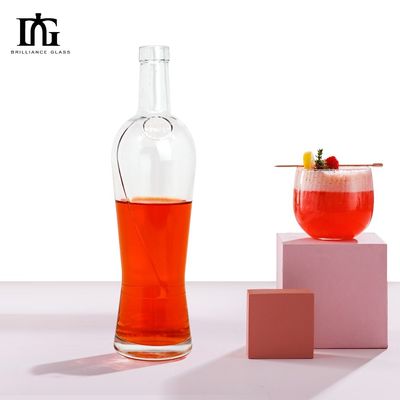 Botella de agua de vidrio con corcho y sellado de tapa de tornillo