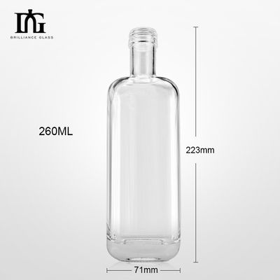 Botella de vidrio transparente de 260 ml para bebidas, jugos, café, vino, whisky y bebidas espirituosas