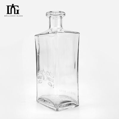 OEM/ODM aceptable de lujo 500 ml de vidrio cuadrado botella de licor para el vino helado