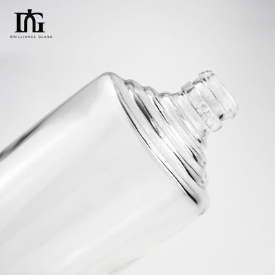 Botella de perfume de vidrio redondo de 100 ml Designer vacío Botella de pulverización Collar Material de vidrio