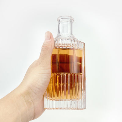 750 ml de whisky plano botella de licor de vidrio vodka alcohol bebidas alcohólicas botella para la boda en el bar