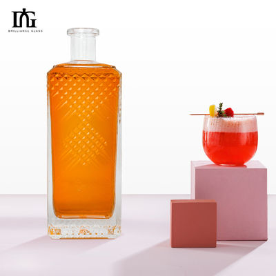 Tipo de sellado Corcho 700ml 375ml 500ml Botella de vidrio para whisky Liquor Vodka cuadrada