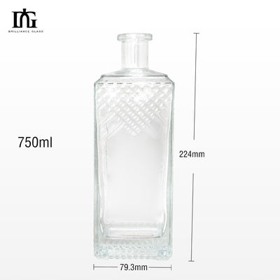 Tipo de sellado Corcho 700ml 375ml 500ml Botella de vidrio para whisky Liquor Vodka cuadrada