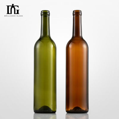 Botella de vino de vidrio de tapa de corcho de 750 ml para bebidas carbonatadas en color verde antiguo personalizado