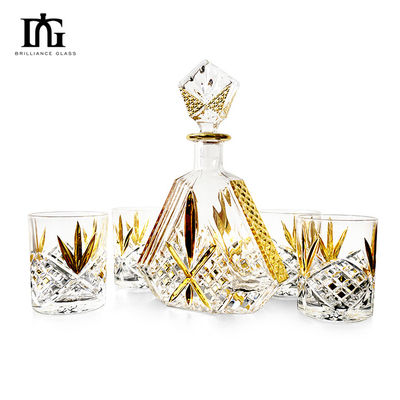 Conjunto de decantador de whisky de cristal con 2 vasos de whisky de moda antigua