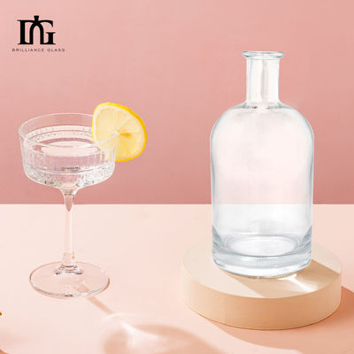 TJ028 750 ml Botella de vidrio de vodka transparente y licor de licor
