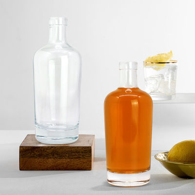 Botella de licor en miniatura de 500 ml y 750 ml clara reutilizable con cuerpo de vidrio