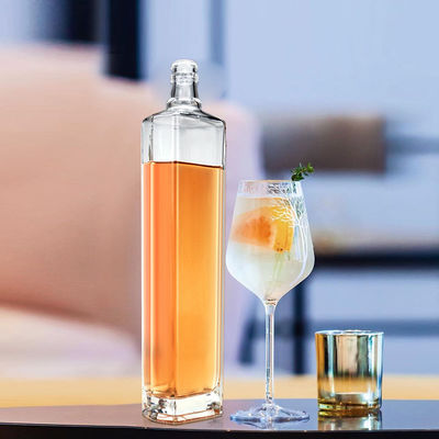 Capacidad de 500 ml/700 ml/1000 ml Botellas de vidrio de sílex para whisky de ron de ginebra